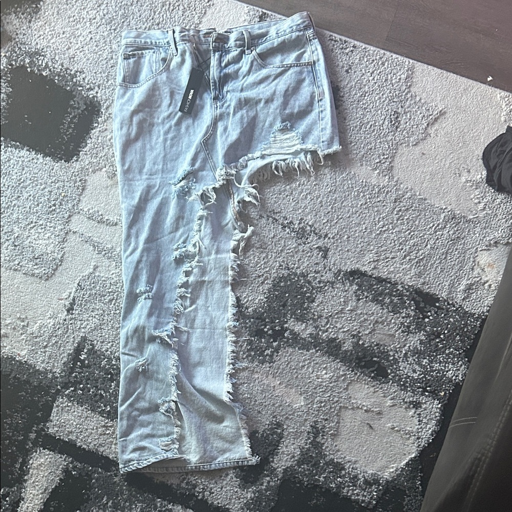 Fashion Nova Light Wash Denim Maxi Skirt